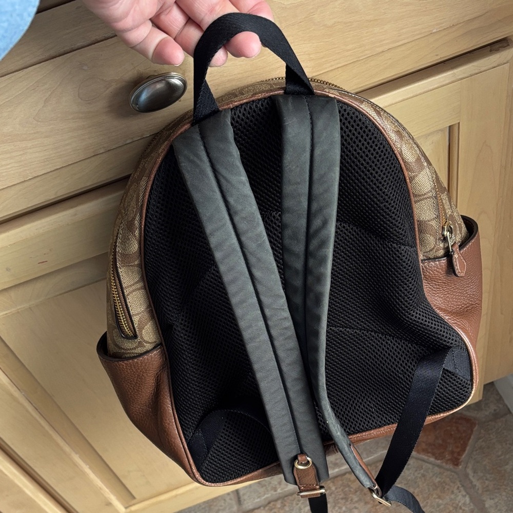 Coach Signature Brown Leather Backpack-5671 - Picture 5 of 13